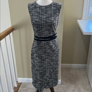 Tommy Hilfiger Black White Tweed Sleeveless Sheath Dress EUC